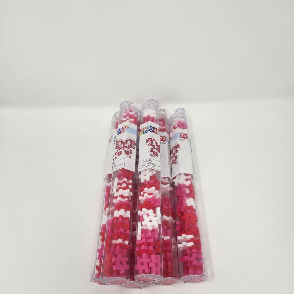 Red Pink White Valentine's Day Hashtag Building Blocks 6 Total